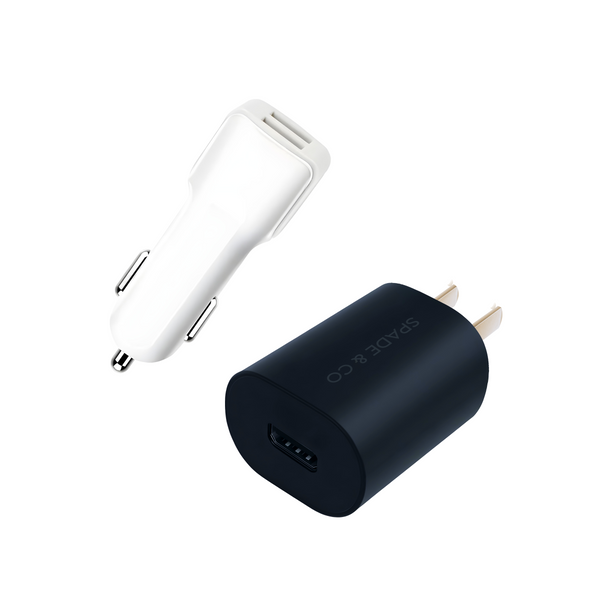 Power Adaptor + Dual USB Car Charger